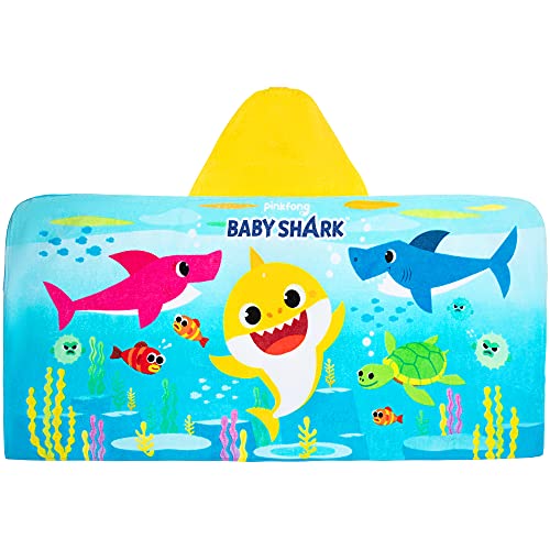 DreamWorks Gabby's Dollhouse Bath/Pool/Beach Soft Cotton Terry Hooded Towel Wrap, 24 in x 50 in, By Franco Kids - Baby Shark - 24 in x 50 in (Pack of 1)