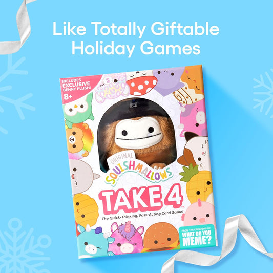 Squishmallows Take4 by Relatable, Exciting Card Games for Kids, Includes 1 Exclusive Collectible Squishmallows, 84 Cards, & Instructions, Makes a Perfect Christmas Day Games, & Stocking Stuffers