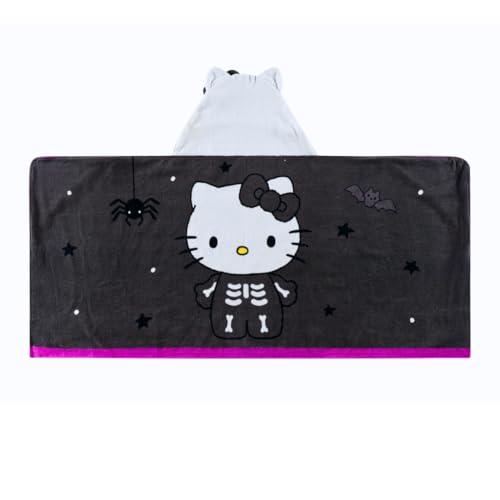 DreamWorks Gabby's Dollhouse Bath/Pool/Beach Soft Cotton Terry Hooded Towel Wrap, 24 in x 50 in, By Franco Kids - Hello Kitty Skeleton - 24 in x 50 in (Pack of 1)