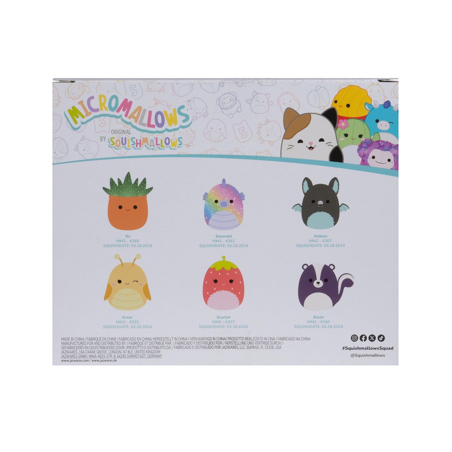 Squishmallows Original Micromallows Plush 6-Pack (Altman, Connie, Gideon, Safiyah, Elin, Agnolo)