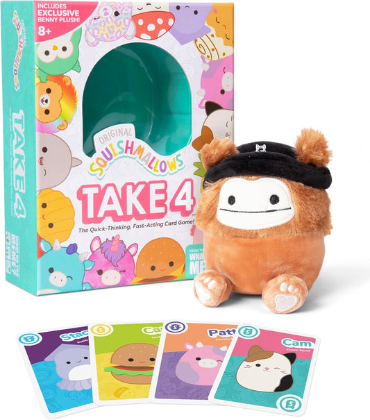 Squishmallows Take4 by Relatable, Exciting Card Games for Kids, Includes 1 Exclusive Collectible Squishmallows, 84 Cards, & Instructions, Makes a Perfect Christmas Day Games, & Stocking Stuffers